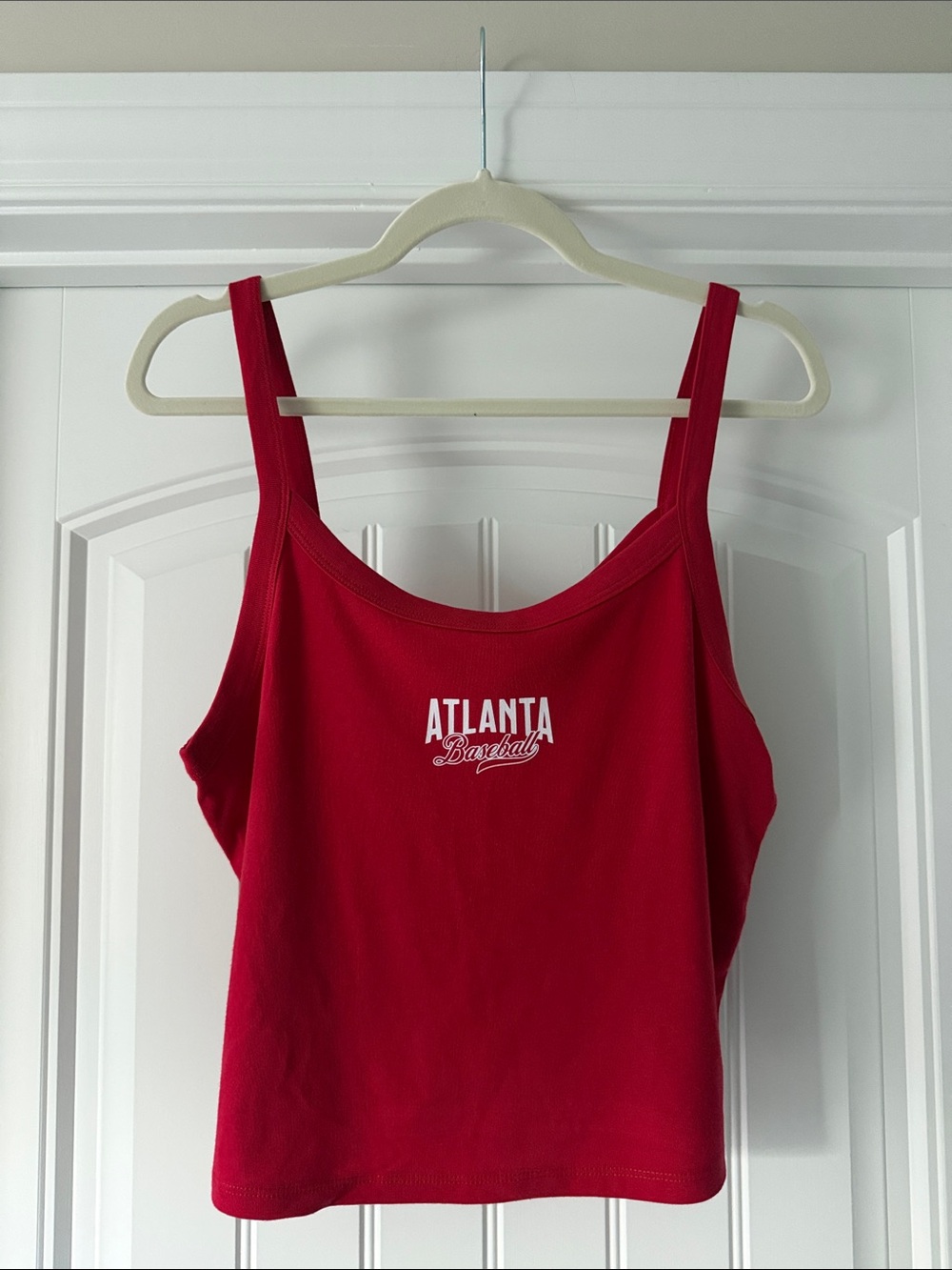Bella Canvas Red Atlanta Baseball Scoop Tank